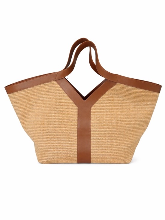 Viola Castellani Handbags - Viola Castellani Raffia Straw Leather Trim Tote Bag NWT